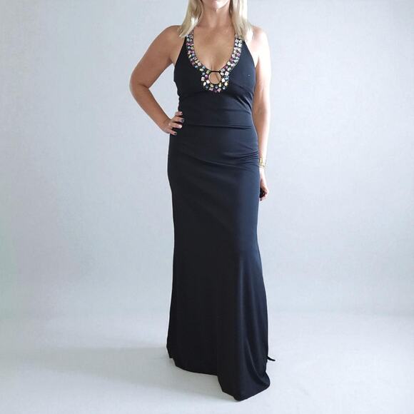 Night Way Collections Vintage Black Jeweled Long Dress - Picture 1 of 9
